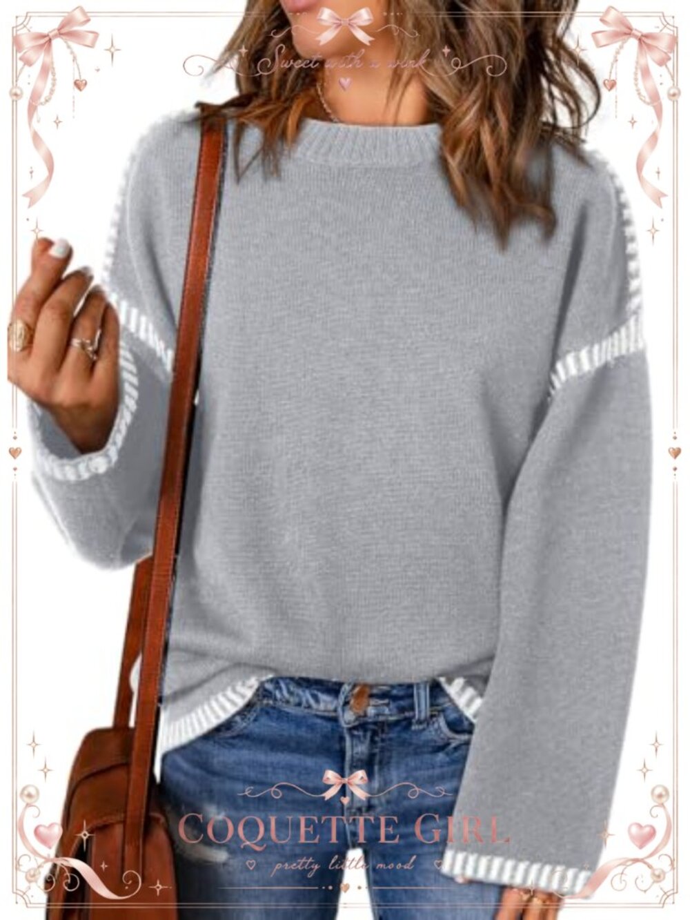 Dokotoo Womens Crewneck Cable Knit Long Sleeve Loose Fit Pullover Sweater